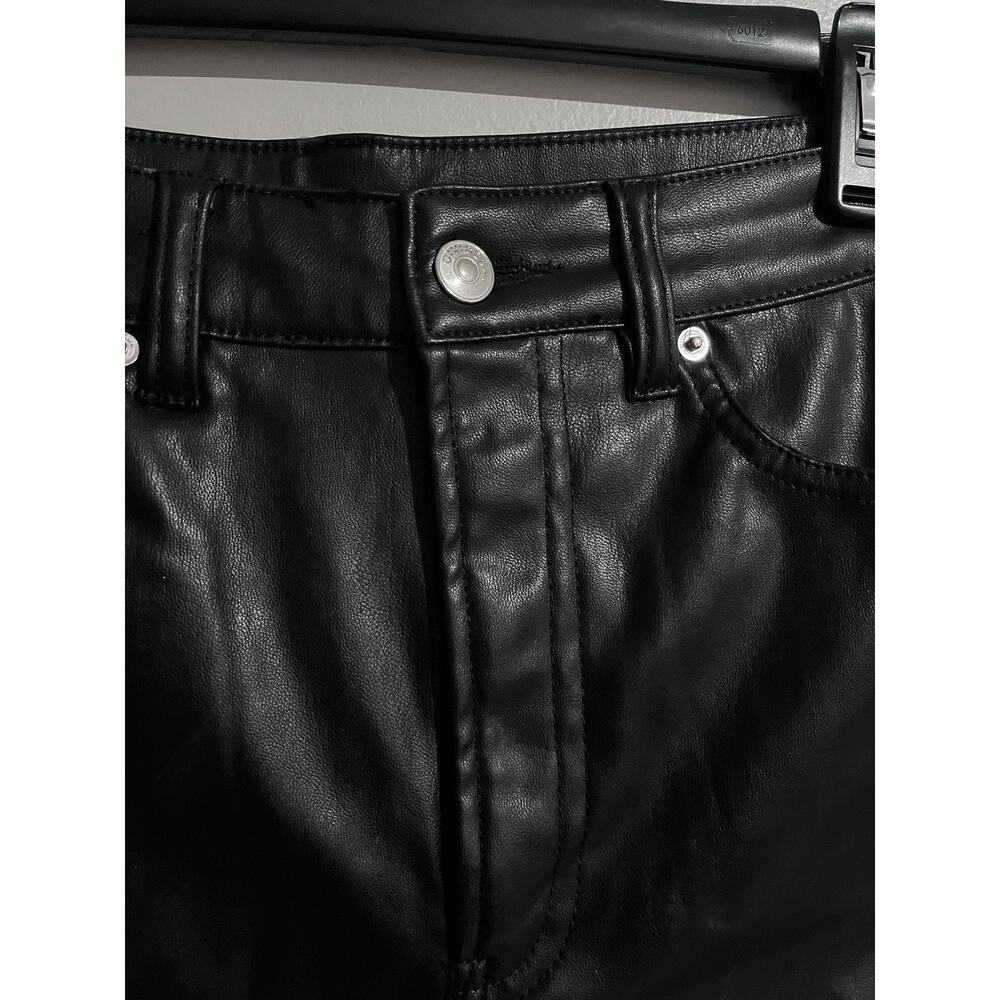 H&M Pants Womens 6 Black Faux Leather Jegging Skinny Lined Zip Pockets - Picture 2 of 6